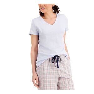 CHARTER CLUB Intimates Purple Cotton Blend V-Neck Sleepwear Shirt Pajama Top M
